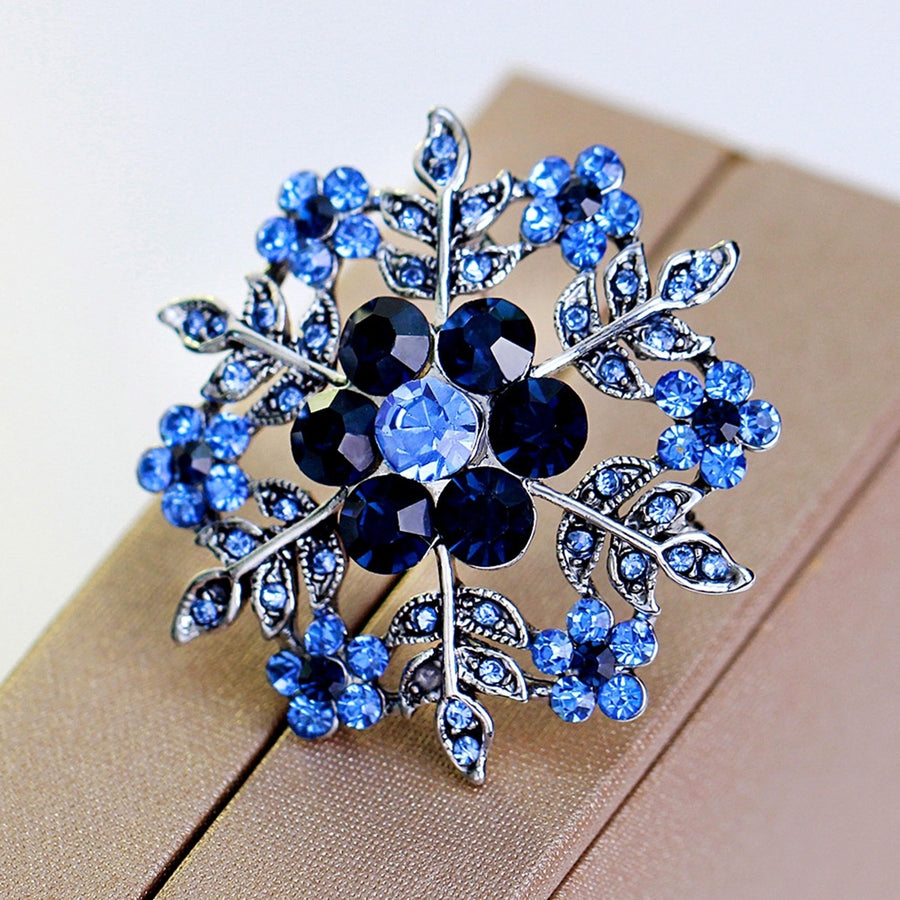 Fashion Women Snowflake Floral Circle Rhinestone Brooch Pin Christmas Jewelry Image 1