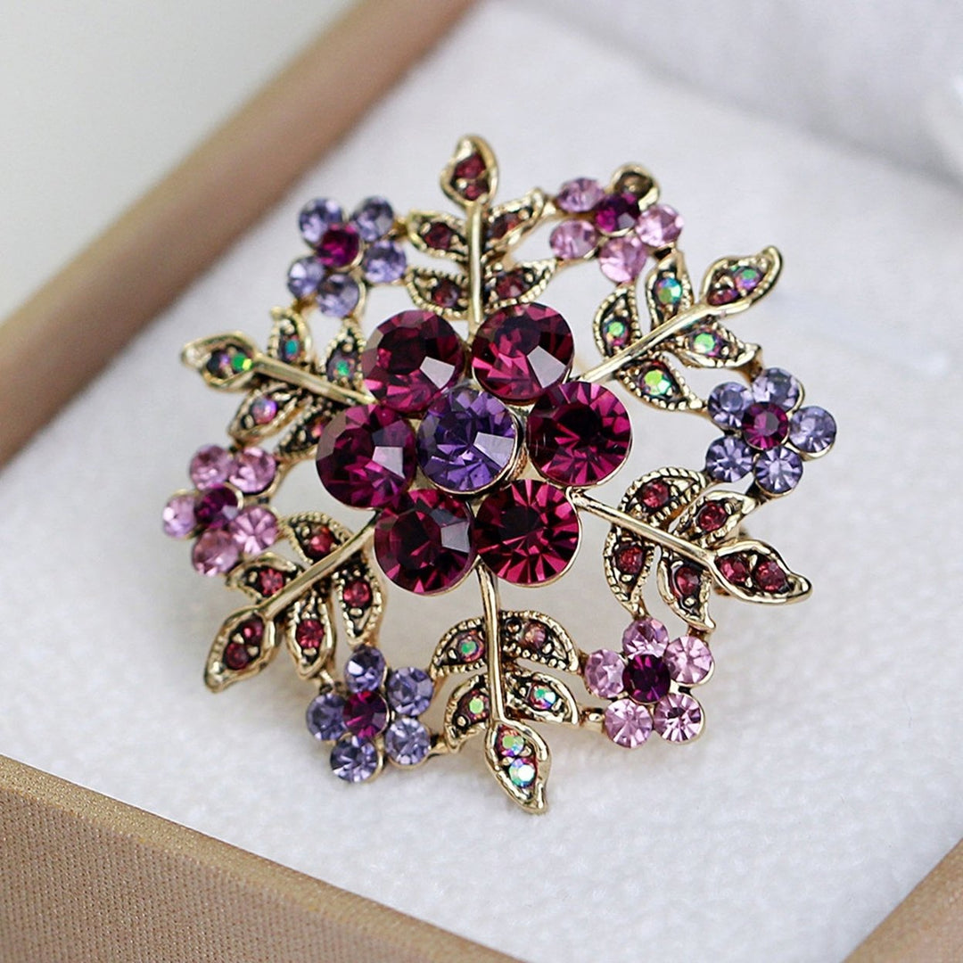 Fashion Women Snowflake Floral Circle Rhinestone Brooch Pin Christmas Jewelry Image 7