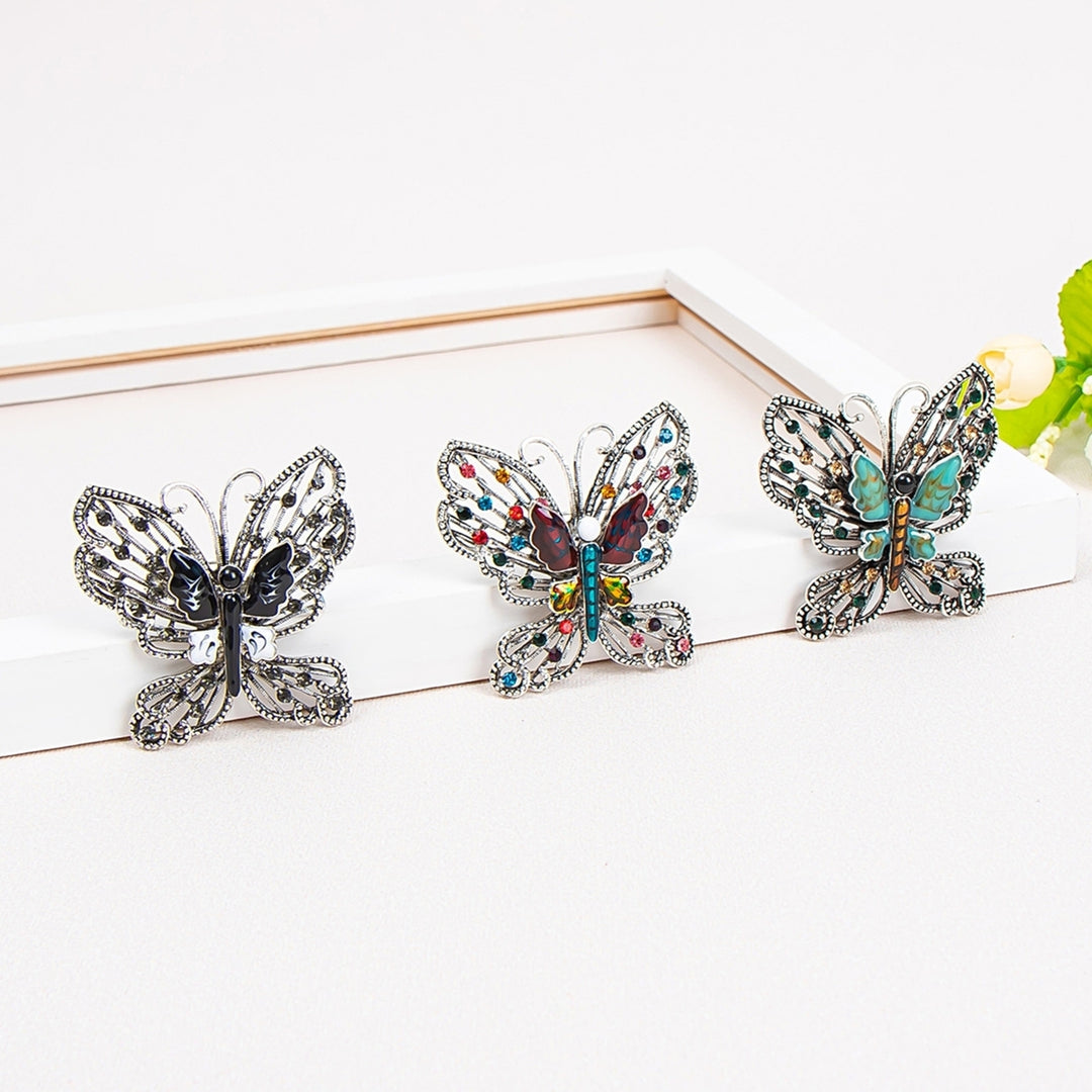 Luxury Multicolor Rhinestone Shiny Butterfly Shape Brooch Pin Clothes Accessory Image 1