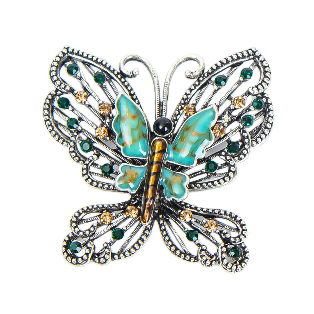 Luxury Multicolor Rhinestone Shiny Butterfly Shape Brooch Pin Clothes Accessory Image 3