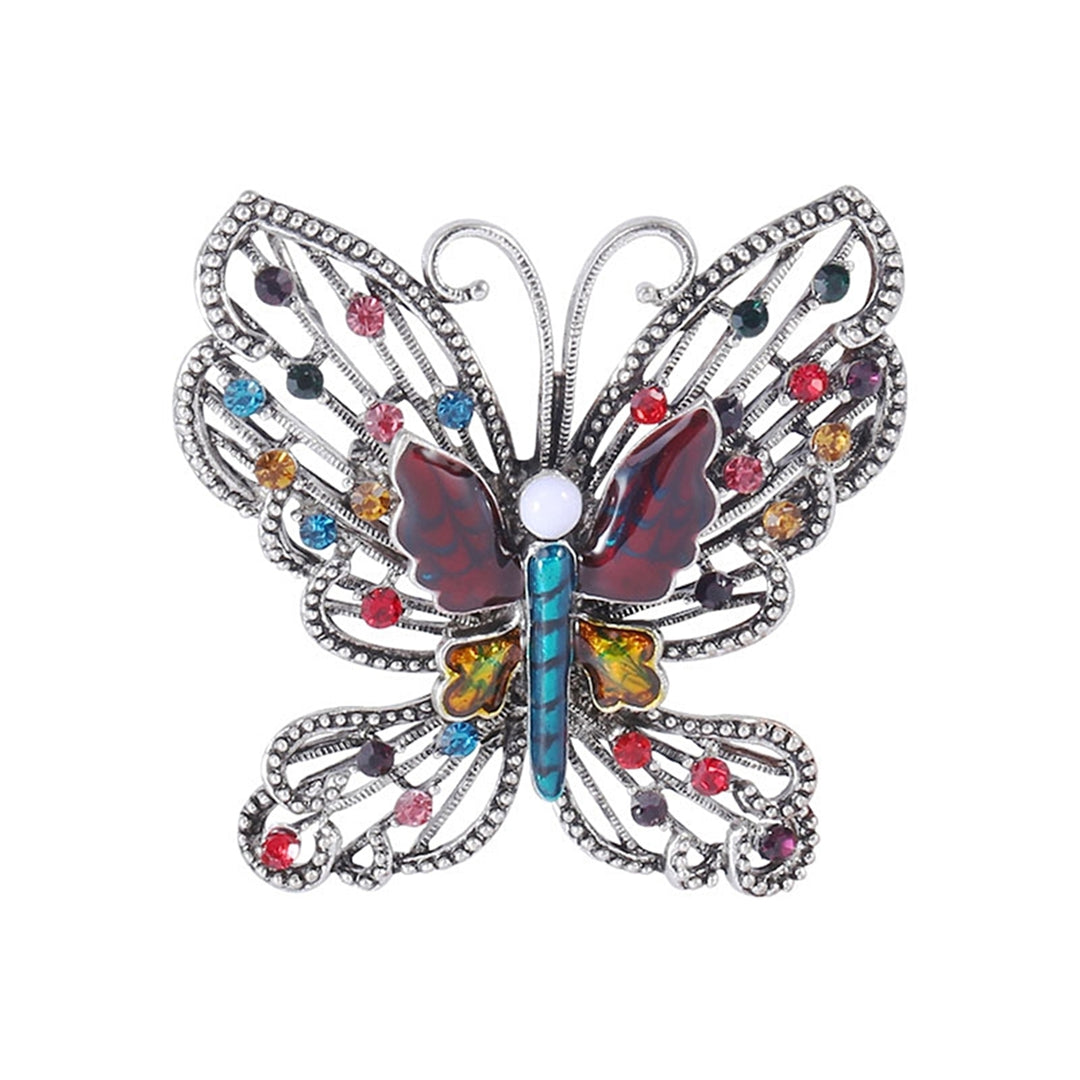 Luxury Multicolor Rhinestone Shiny Butterfly Shape Brooch Pin Clothes Accessory Image 4