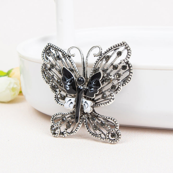 Luxury Multicolor Rhinestone Shiny Butterfly Shape Brooch Pin Clothes Accessory Image 7