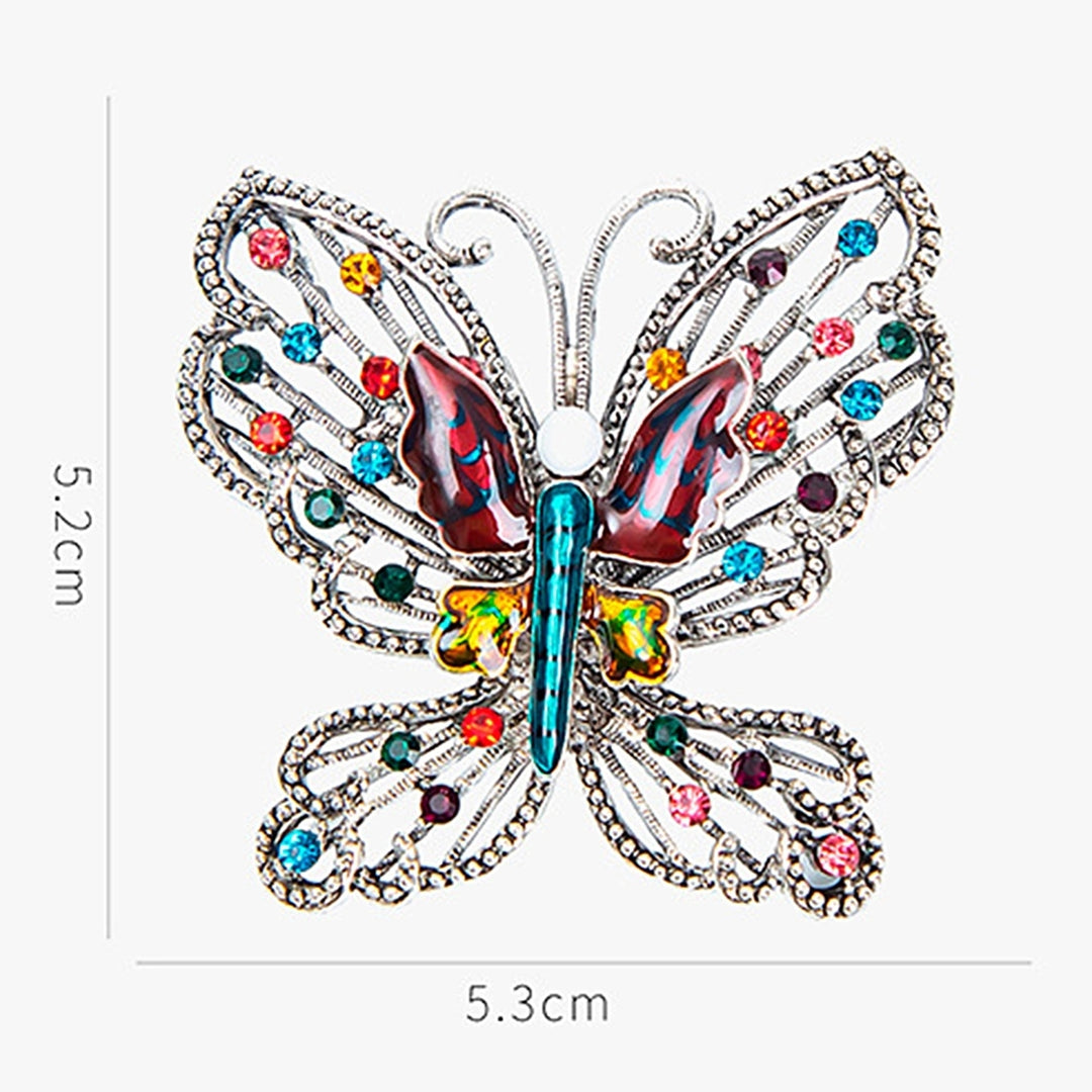 Luxury Multicolor Rhinestone Shiny Butterfly Shape Brooch Pin Clothes Accessory Image 8