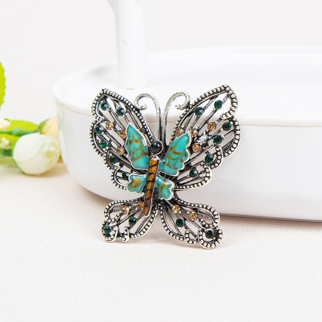 Luxury Multicolor Rhinestone Shiny Butterfly Shape Brooch Pin Clothes Accessory Image 9