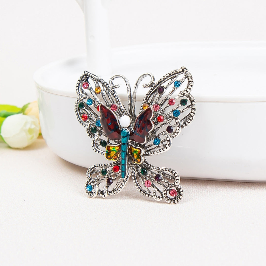 Luxury Multicolor Rhinestone Shiny Butterfly Shape Brooch Pin Clothes Accessory Image 10