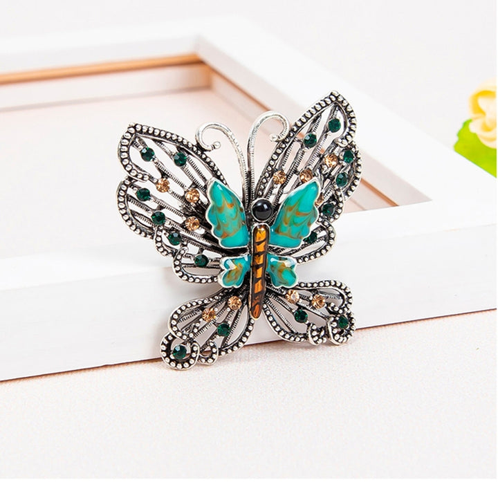 Luxury Multicolor Rhinestone Shiny Butterfly Shape Brooch Pin Clothes Accessory Image 12