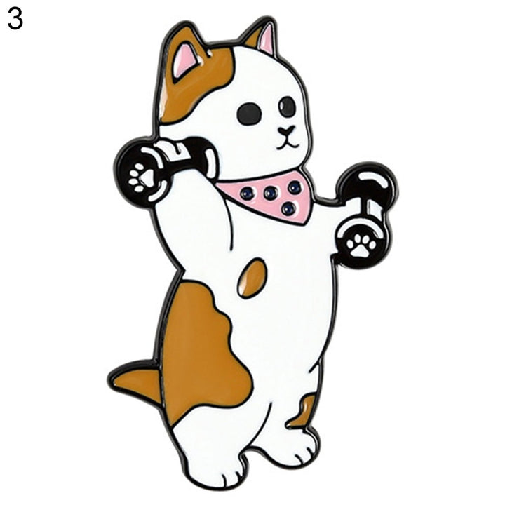 Cartoon Puppy Fitness Sports Brooch Bag Hats Collar Pin Decor Garment Badge Gift Image 3