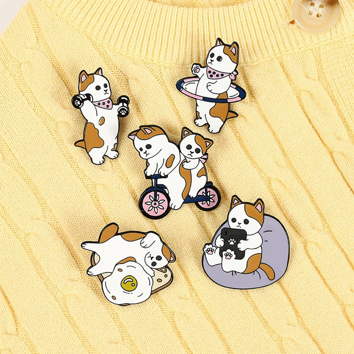 Cartoon Puppy Fitness Sports Brooch Bag Hats Collar Pin Decor Garment Badge Gift Image 7