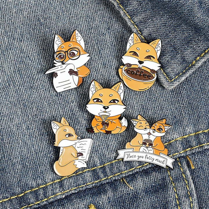 Brooch Fox Shape Cute 4 Patterns Cartoon Breastpin for Costume Image 1