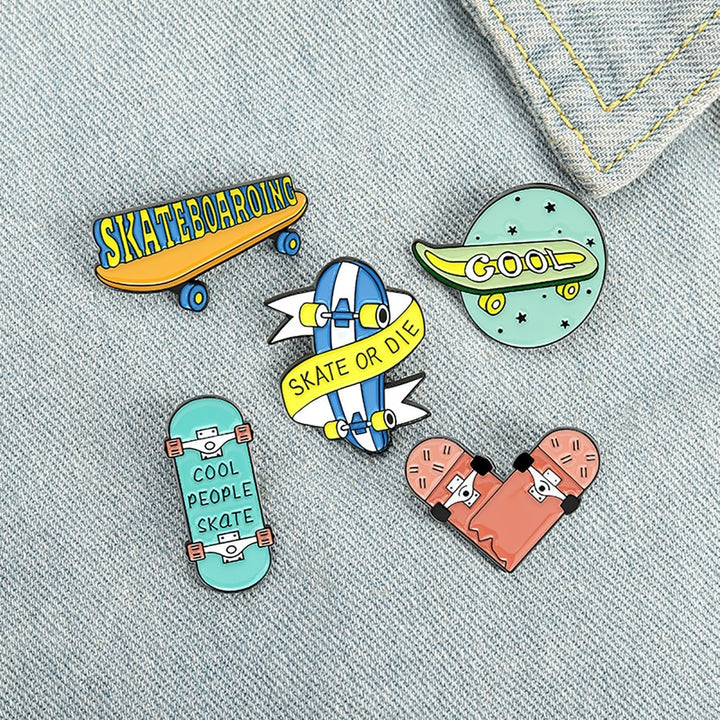 Pin Badge Decorative Skate Pattern Metal Skate Cartoon Cute Brooch for Students Image 7