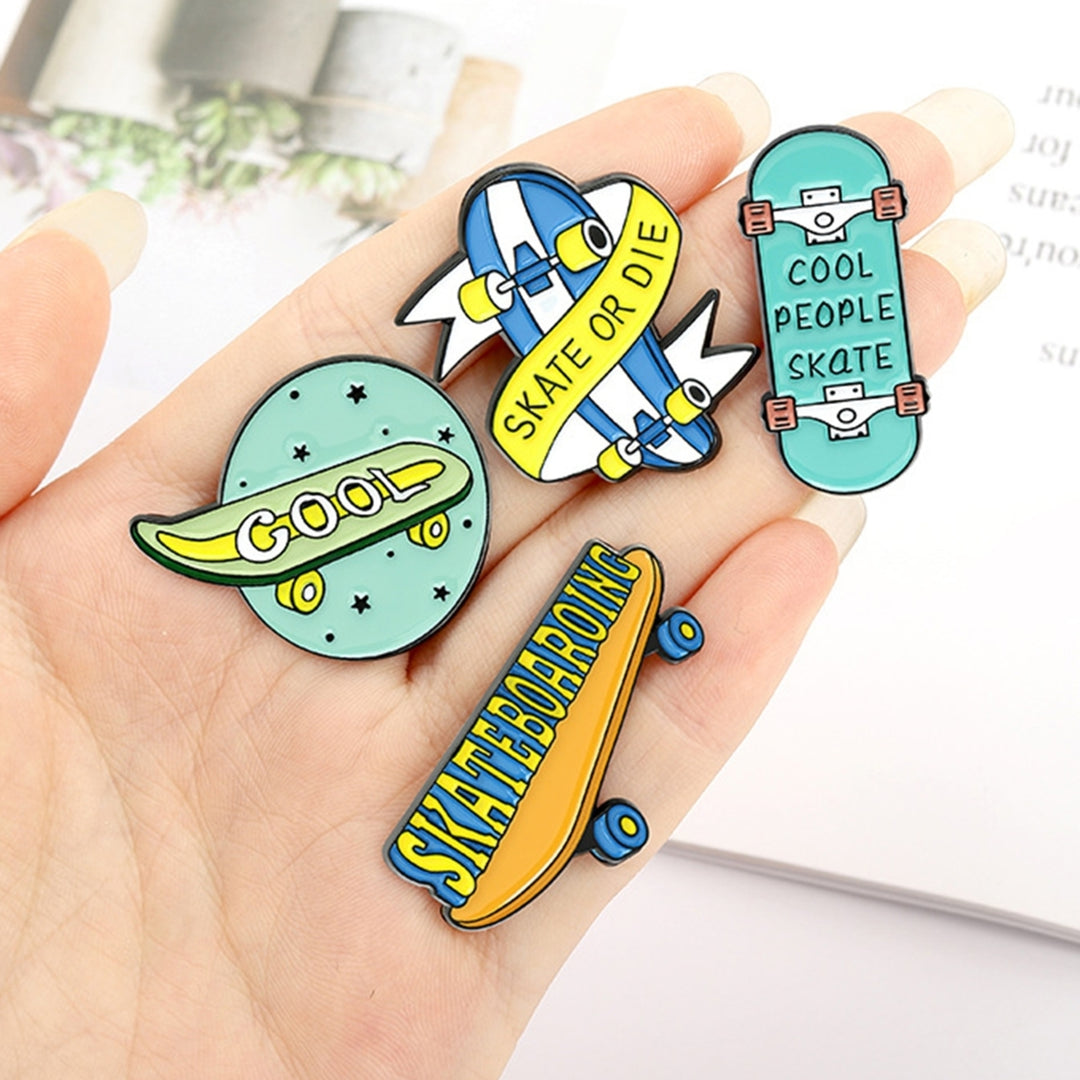 Pin Badge Decorative Skate Pattern Metal Skate Cartoon Cute Brooch for Students Image 9