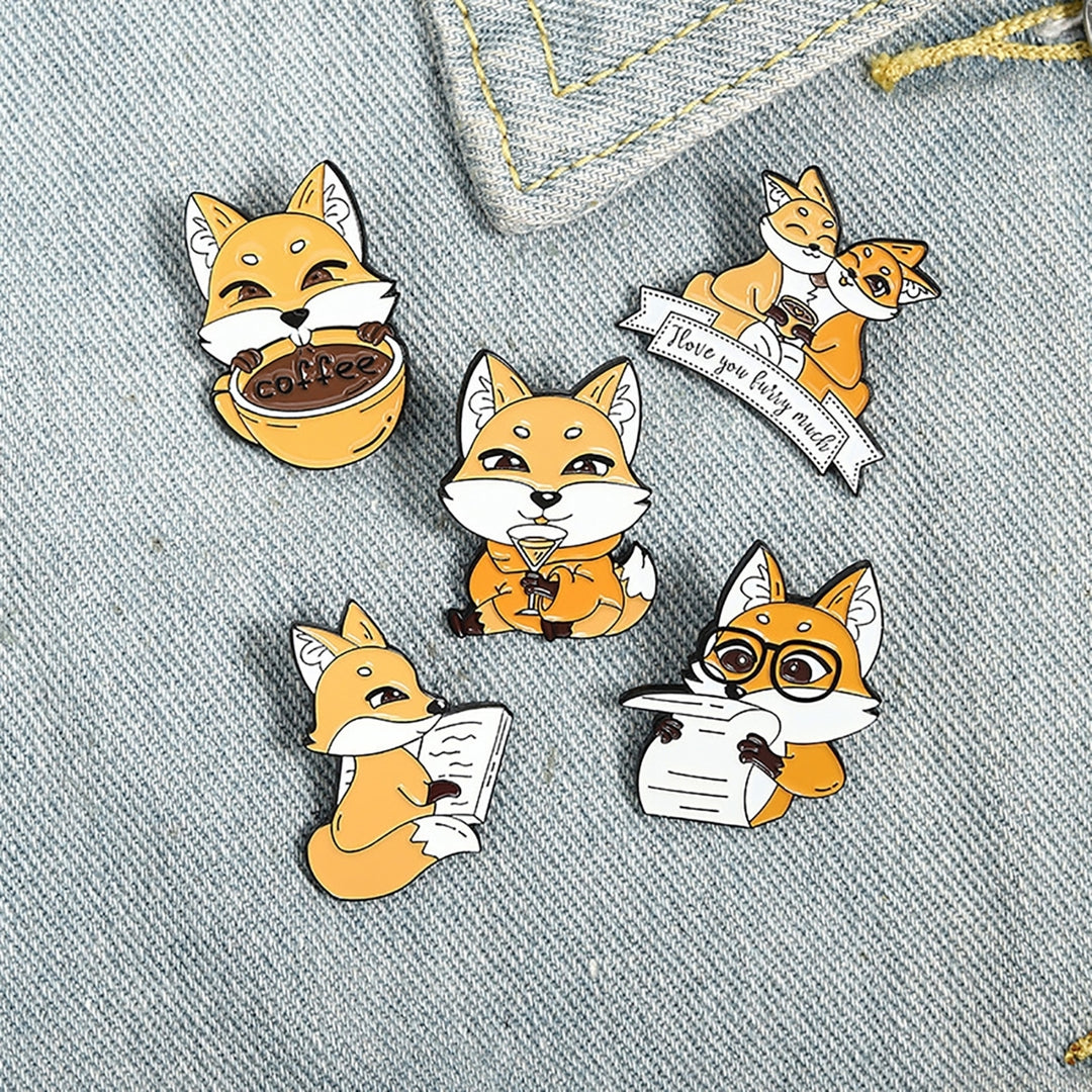 Brooch Fox Shape Cute 4 Patterns Cartoon Breastpin for Costume Image 7