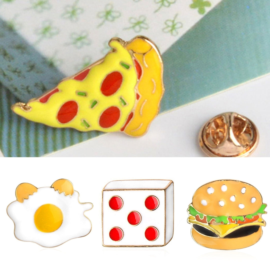 Creative Mini Burger Pizza Hot Dog Cartoon Lapel Pin Costume Jewellery for Clothes Decor Image 1