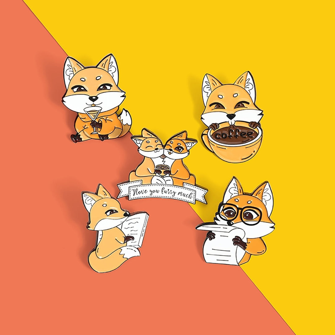 Brooch Fox Shape Cute 4 Patterns Cartoon Breastpin for Costume Image 8