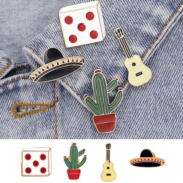 Mini Cartoon Pot Cactus Planet Pattern Collar Brooch Lapel Pin Backpack Accessories for Coat Decor Image 1