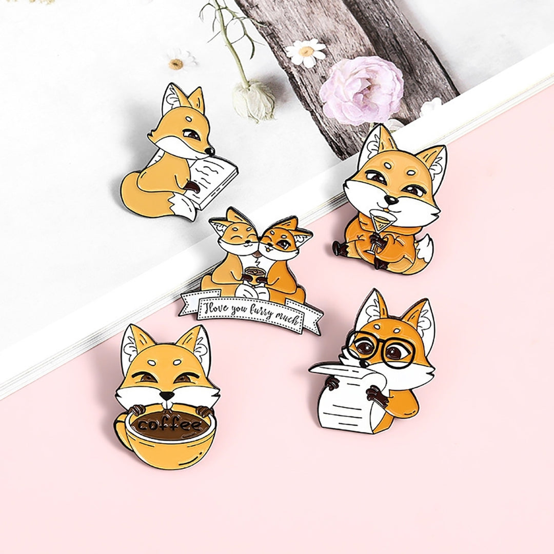 Brooch Fox Shape Cute 4 Patterns Cartoon Breastpin for Costume Image 12