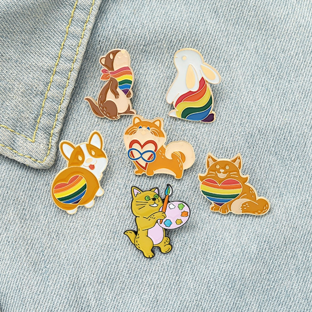 Rainbow Pin Creative Ornamental Alloy Cartoon Animal Rainbow Series Brooch for Women Image 1