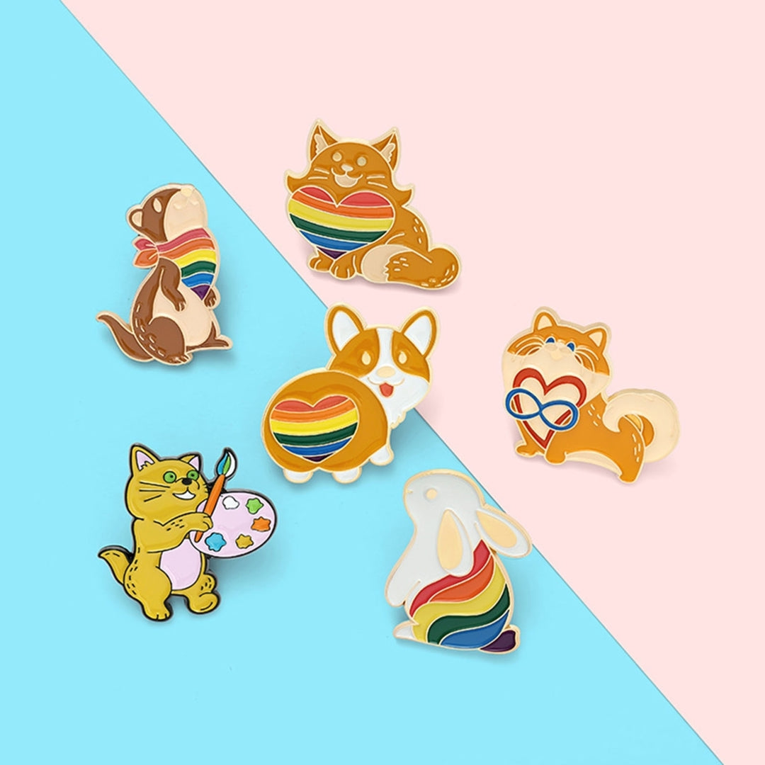 Rainbow Pin Creative Ornamental Alloy Cartoon Animal Rainbow Series Brooch for Women Image 7