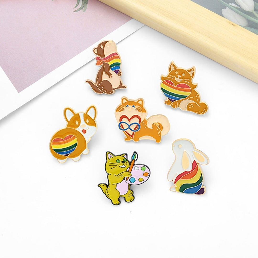 Rainbow Pin Creative Ornamental Alloy Cartoon Animal Rainbow Series Brooch for Women Image 8