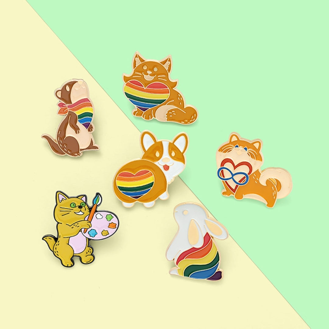 Rainbow Pin Creative Ornamental Alloy Cartoon Animal Rainbow Series Brooch for Women Image 9