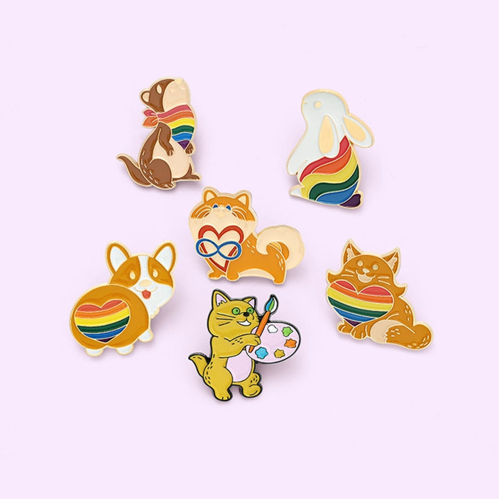 Rainbow Pin Creative Ornamental Alloy Cartoon Animal Rainbow Series Brooch for Women Image 11