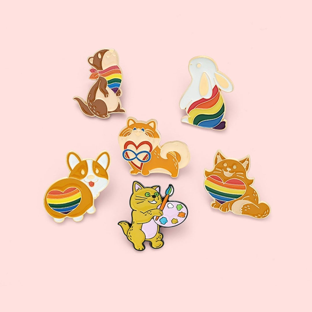 Rainbow Pin Creative Ornamental Alloy Cartoon Animal Rainbow Series Brooch for Women Image 12