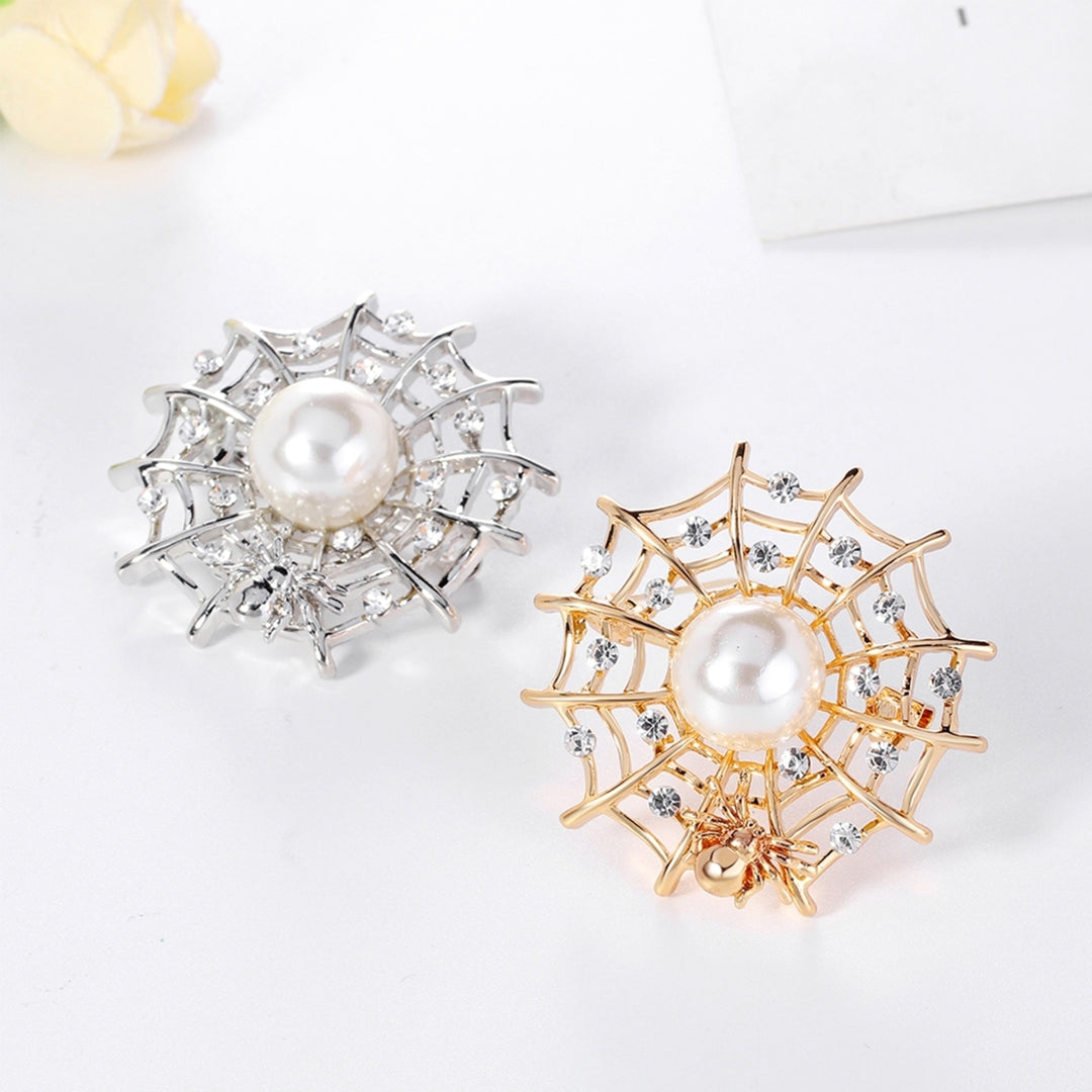 Brooch Pin Faux Pearl Decor Collectible Unisex Rhinestone Corsage Brooch Jewelry for Wedding Image 1