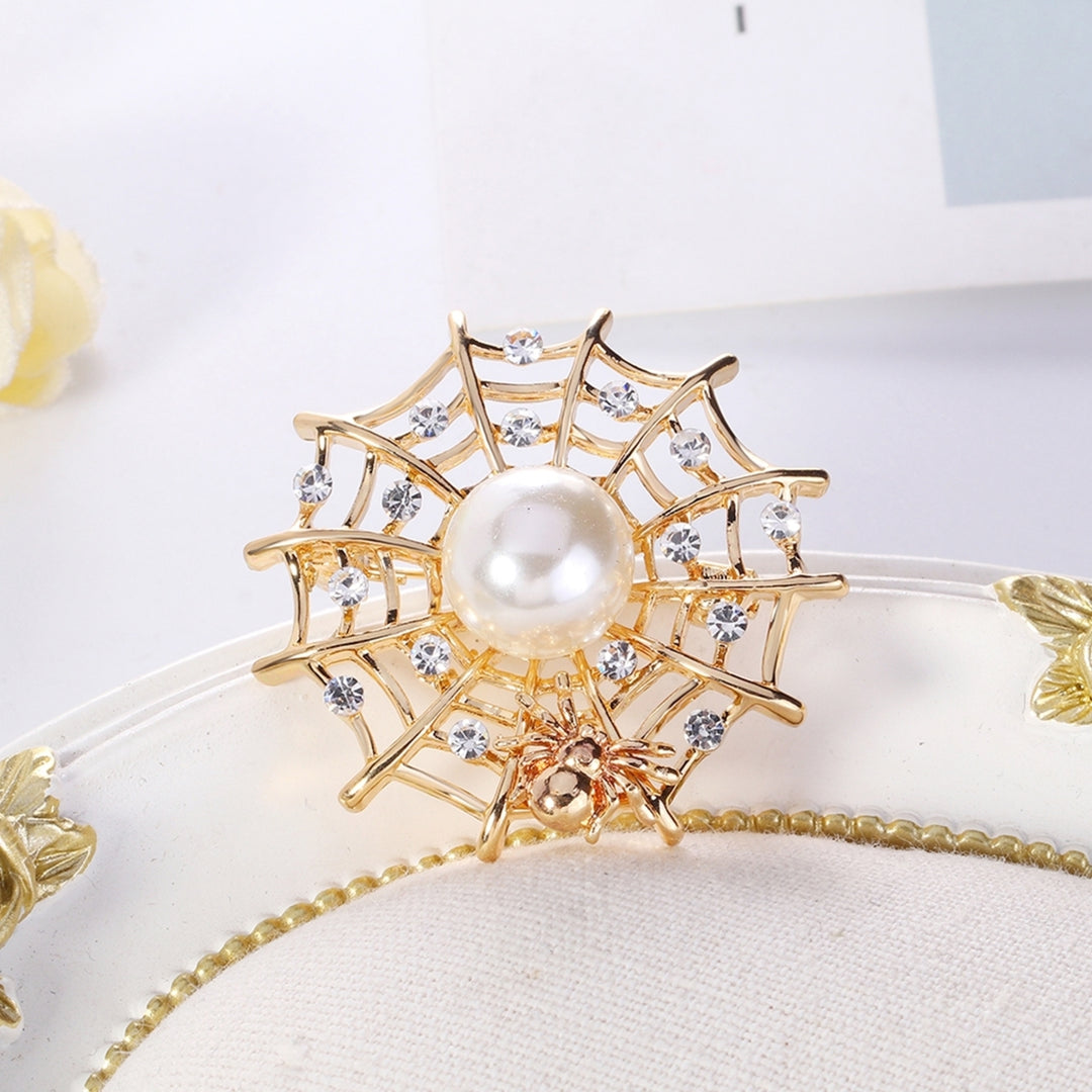 Brooch Pin Faux Pearl Decor Collectible Unisex Rhinestone Corsage Brooch Jewelry for Wedding Image 4