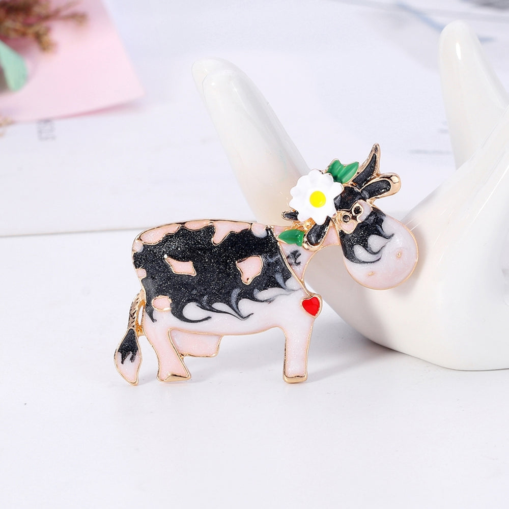 Brooch Adorable Clothes Accessories Unisex Cartoon Cow Rhinestone Brooch Badge for Gifts Image 2