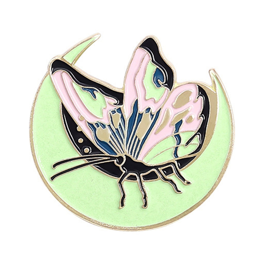 5Pcs Brooch Pin Luminous Enamel Alloy Butterfly Moth Moon Brooch Lapel Badge for Clothes Image 12