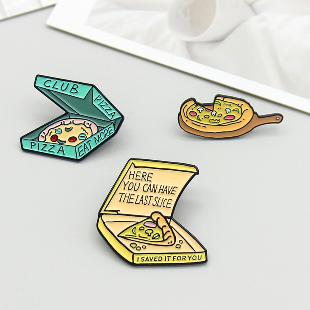 3Pcs Brooches Enamel Decorative Fashion Accessory Sliced Pizza Enamel Badge Lapel Pins for Backpack Image 1