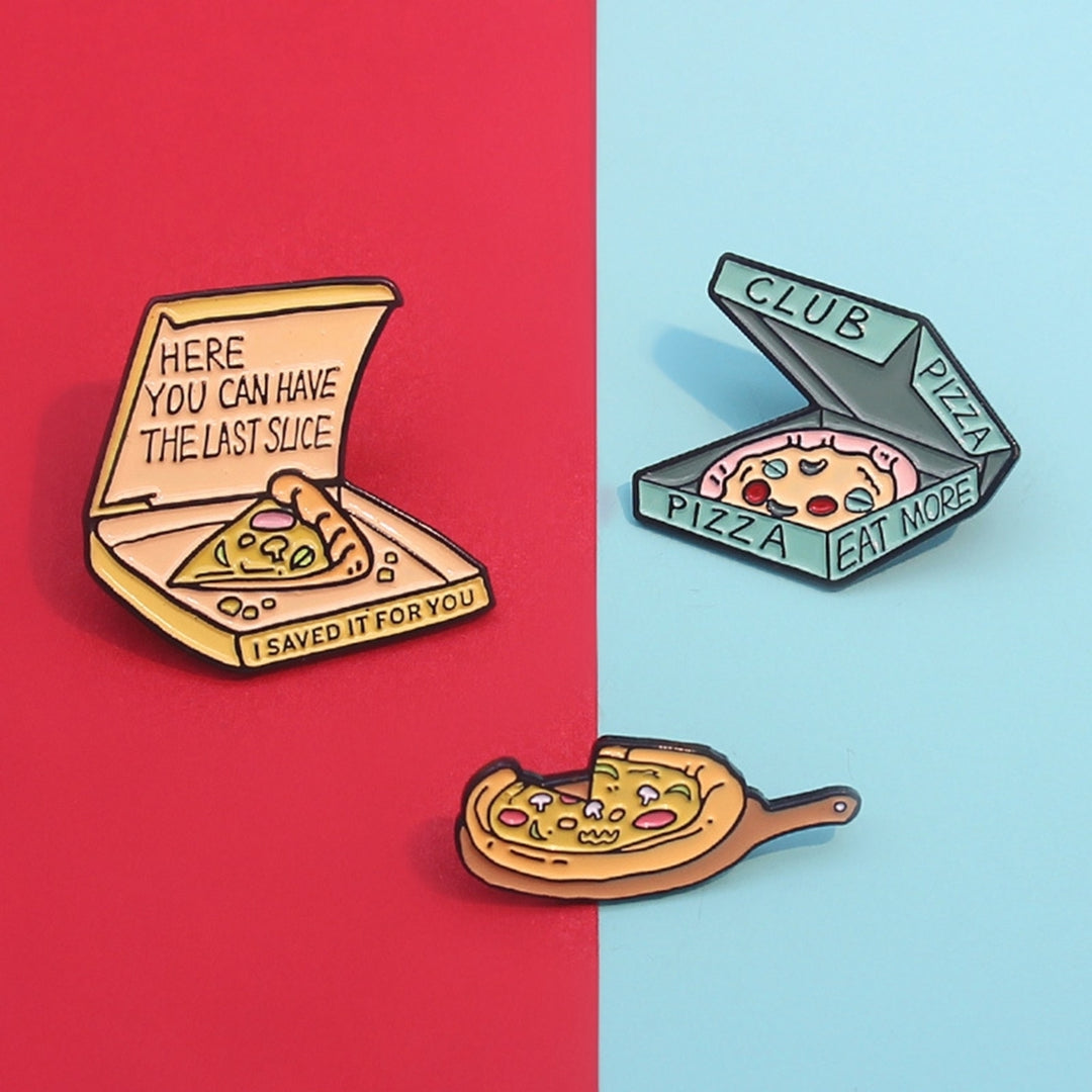 3Pcs Brooches Enamel Decorative Fashion Accessory Sliced Pizza Enamel Badge Lapel Pins for Backpack Image 3