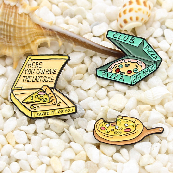 3Pcs Brooches Enamel Decorative Fashion Accessory Sliced Pizza Enamel Badge Lapel Pins for Backpack Image 4