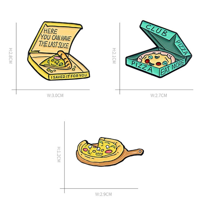 3Pcs Brooches Enamel Decorative Fashion Accessory Sliced Pizza Enamel Badge Lapel Pins for Backpack Image 4