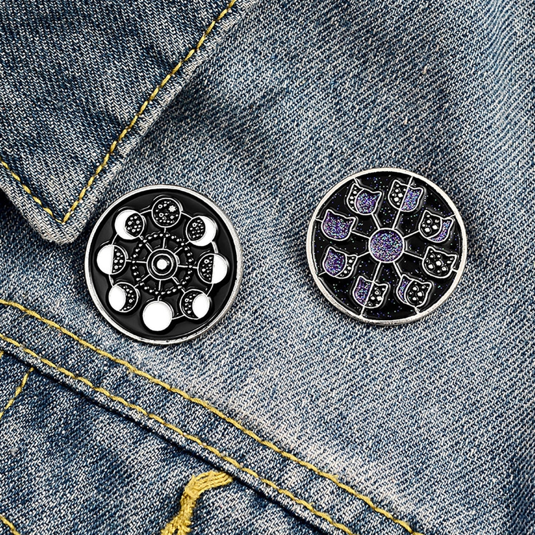 Brooch Pin Lunar Phase Pattern Jewelry Accessories Alloy Moon Phases Enamel Badge for Clothing Image 1