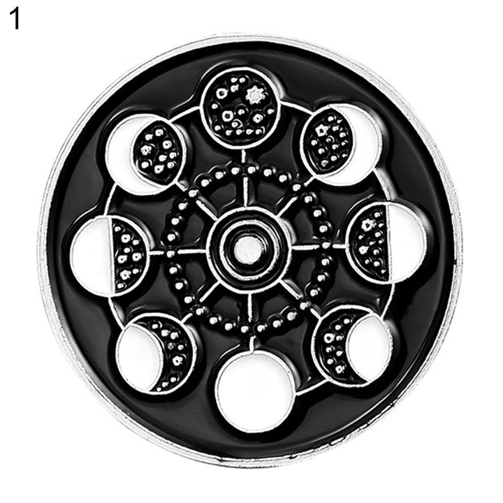 Brooch Pin Lunar Phase Pattern Jewelry Accessories Alloy Moon Phases Enamel Badge for Clothing Image 2