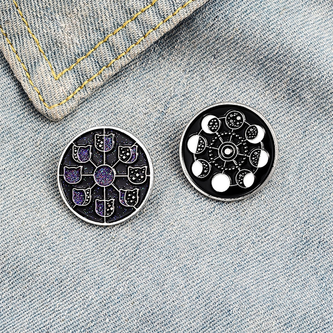 Brooch Pin Lunar Phase Pattern Jewelry Accessories Alloy Moon Phases Enamel Badge for Clothing Image 4