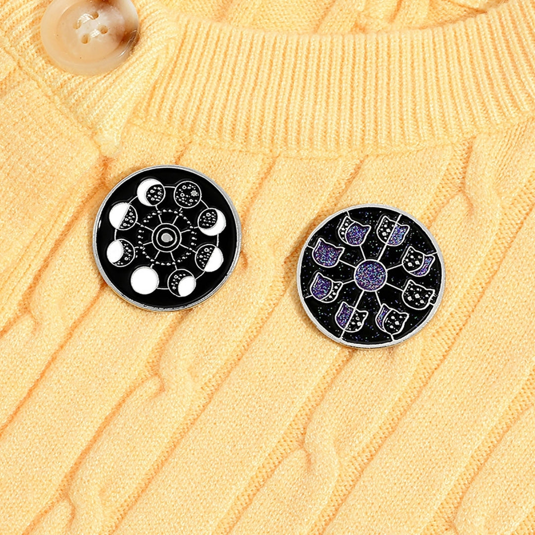 Brooch Pin Lunar Phase Pattern Jewelry Accessories Alloy Moon Phases Enamel Badge for Clothing Image 4