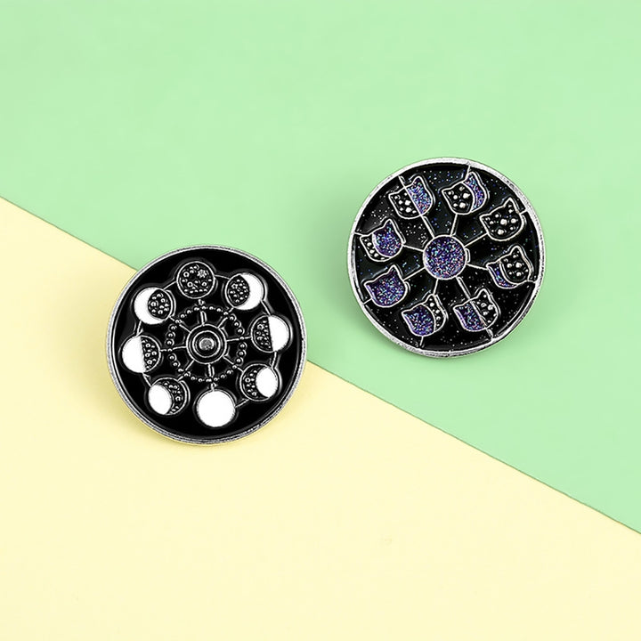 Brooch Pin Lunar Phase Pattern Jewelry Accessories Alloy Moon Phases Enamel Badge for Clothing Image 6