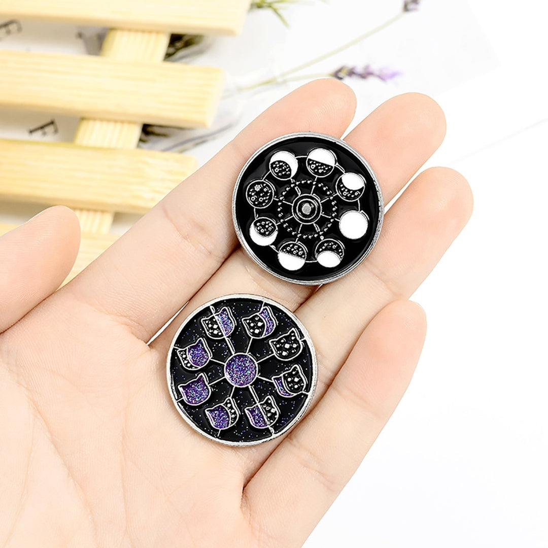 Brooch Pin Lunar Phase Pattern Jewelry Accessories Alloy Moon Phases Enamel Badge for Clothing Image 8