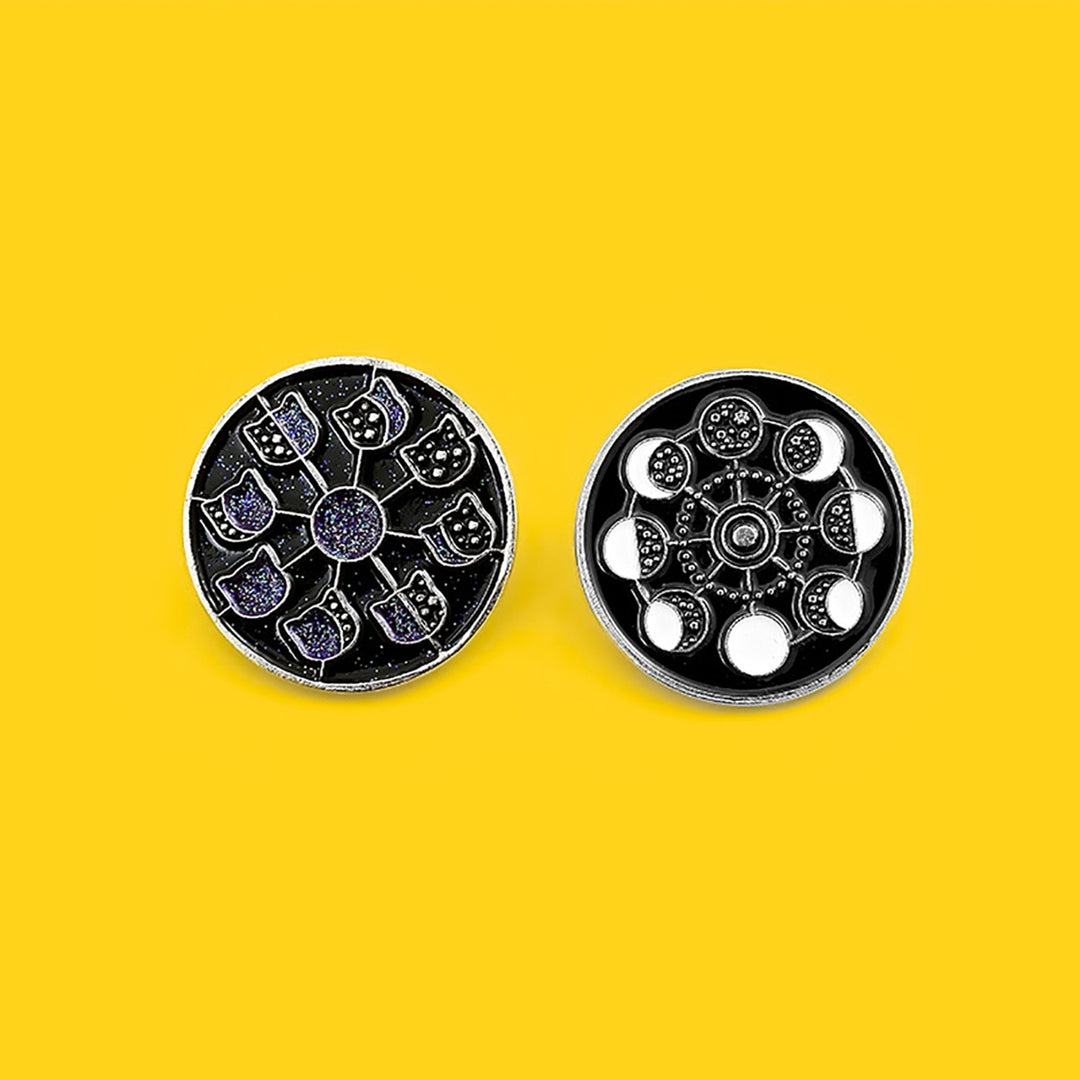 Brooch Pin Lunar Phase Pattern Jewelry Accessories Alloy Moon Phases Enamel Badge for Clothing Image 9