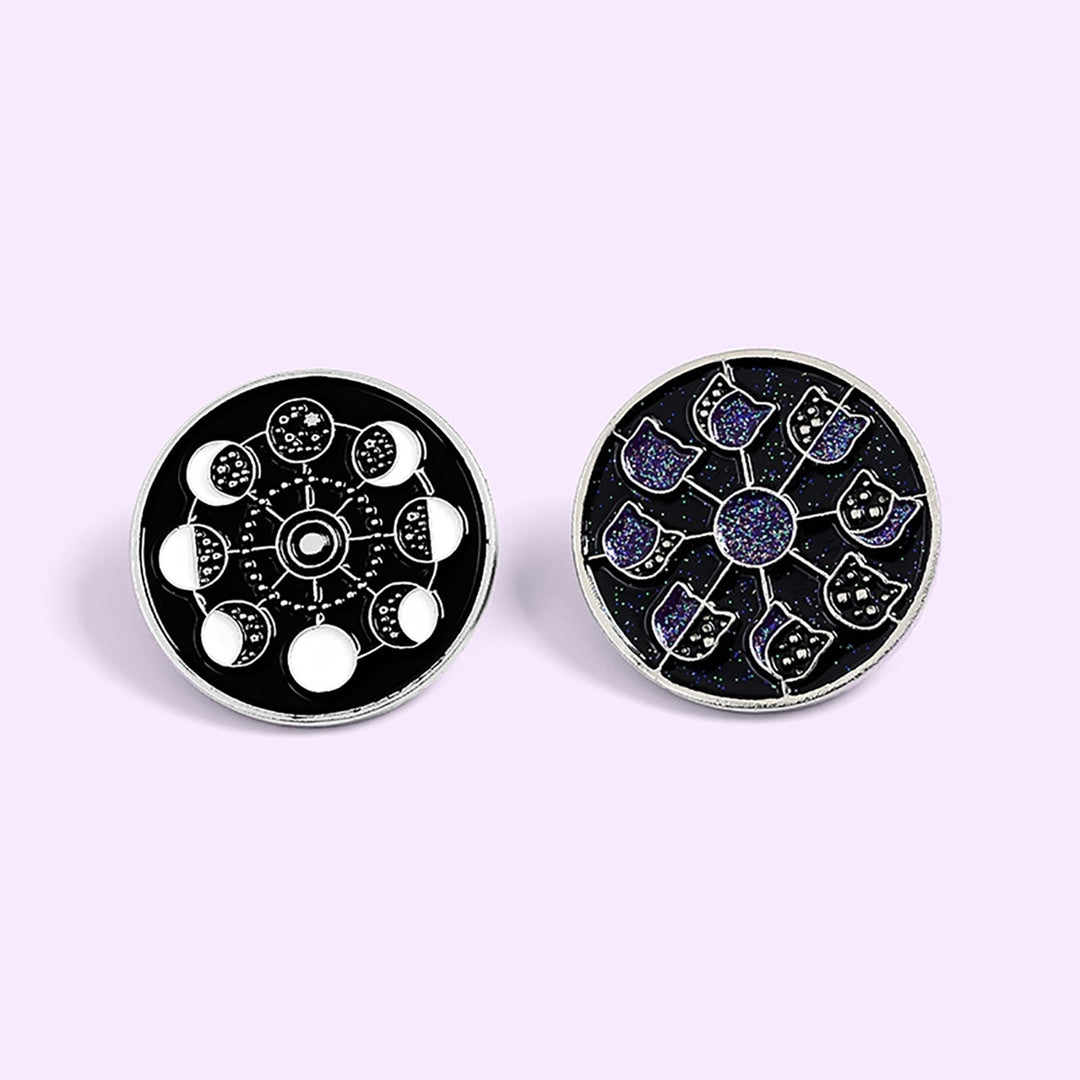 Brooch Pin Lunar Phase Pattern Jewelry Accessories Alloy Moon Phases Enamel Badge for Clothing Image 10