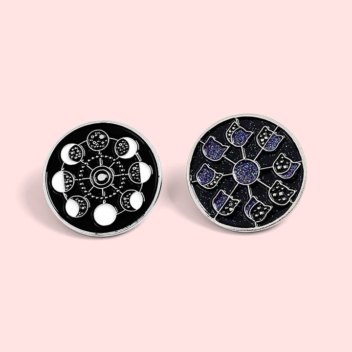 Brooch Pin Lunar Phase Pattern Jewelry Accessories Alloy Moon Phases Enamel Badge for Clothing Image 11