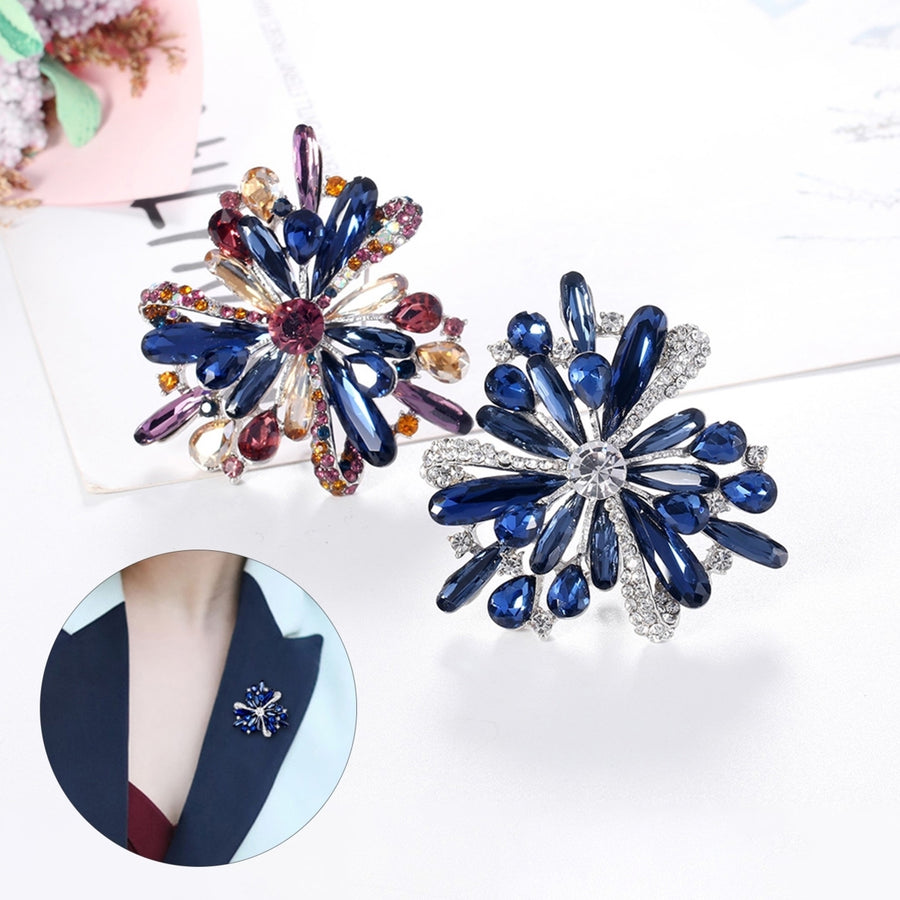 Brooch Fashionable Dress-up Colored Flower Rhinestone Inlaid Badges Pin for Celebration Image 1