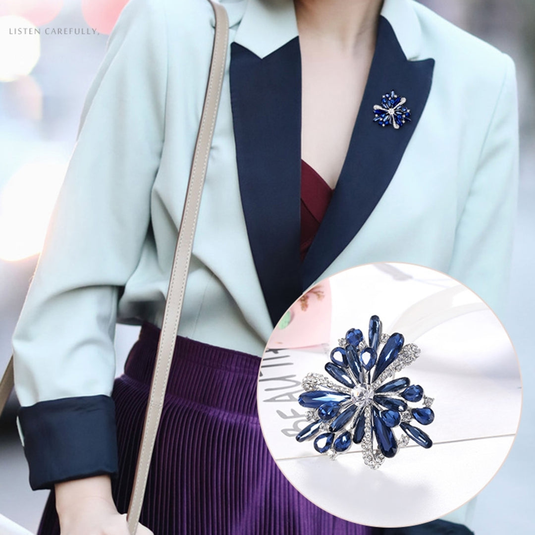 Brooch Fashionable Dress-up Colored Flower Rhinestone Inlaid Badges Pin for Celebration Image 2