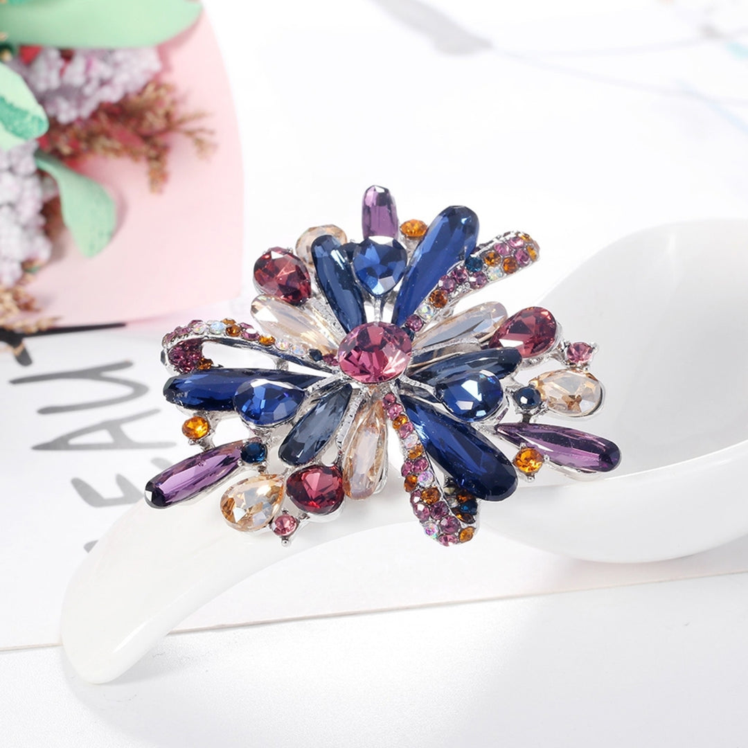 Brooch Fashionable Dress-up Colored Flower Rhinestone Inlaid Badges Pin for Celebration Image 4