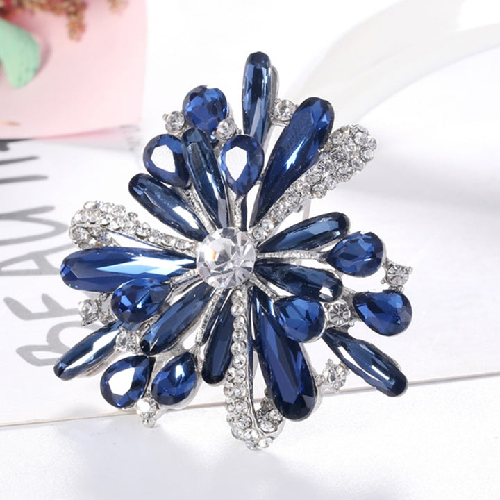 Brooch Fashionable Dress-up Colored Flower Rhinestone Inlaid Badges Pin for Celebration Image 6