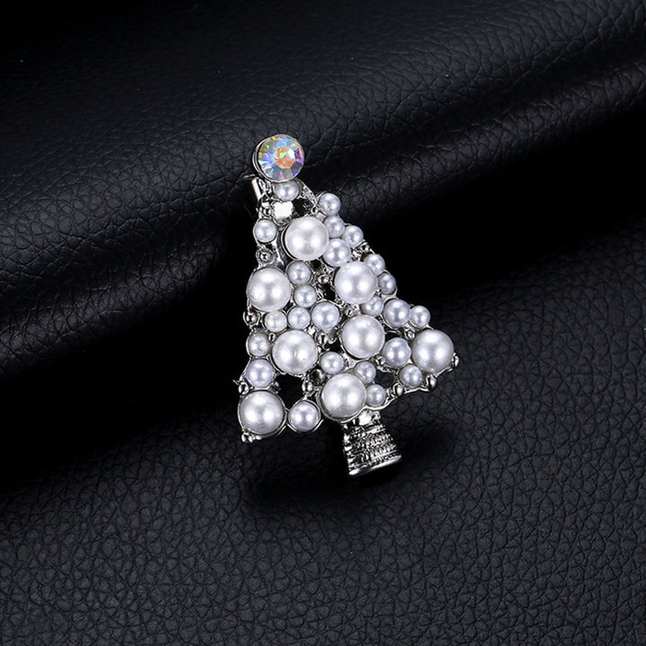 Brooch Pin Christmas Tree Shape Faux Pearls Jewelry Exquisite All Match Brooch Clothes Decor Image 1