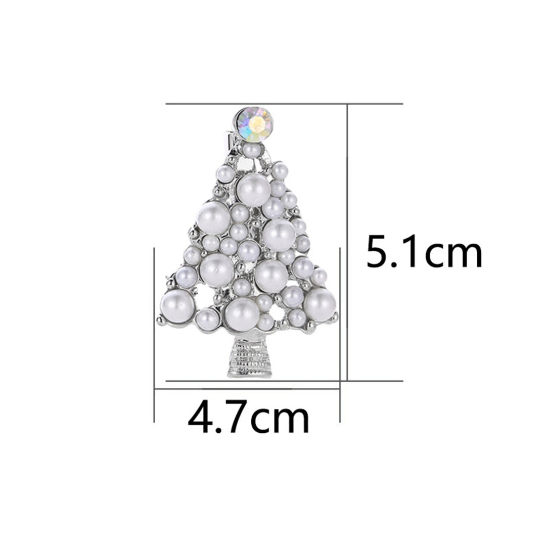 Brooch Pin Christmas Tree Shape Faux Pearls Jewelry Exquisite All Match Brooch Clothes Decor Image 4