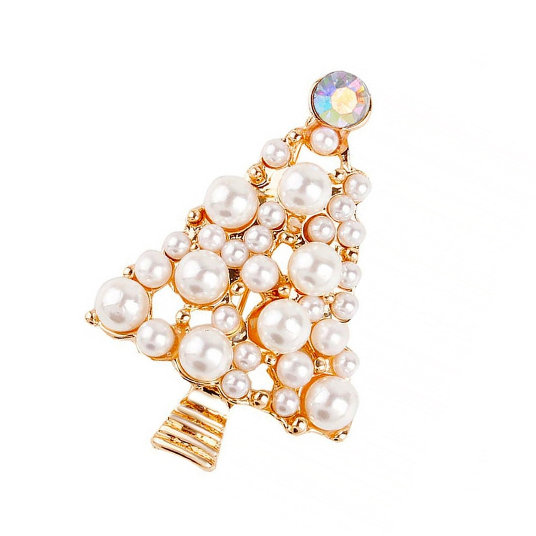 Brooch Pin Christmas Tree Shape Faux Pearls Jewelry Exquisite All Match Brooch Clothes Decor Image 9
